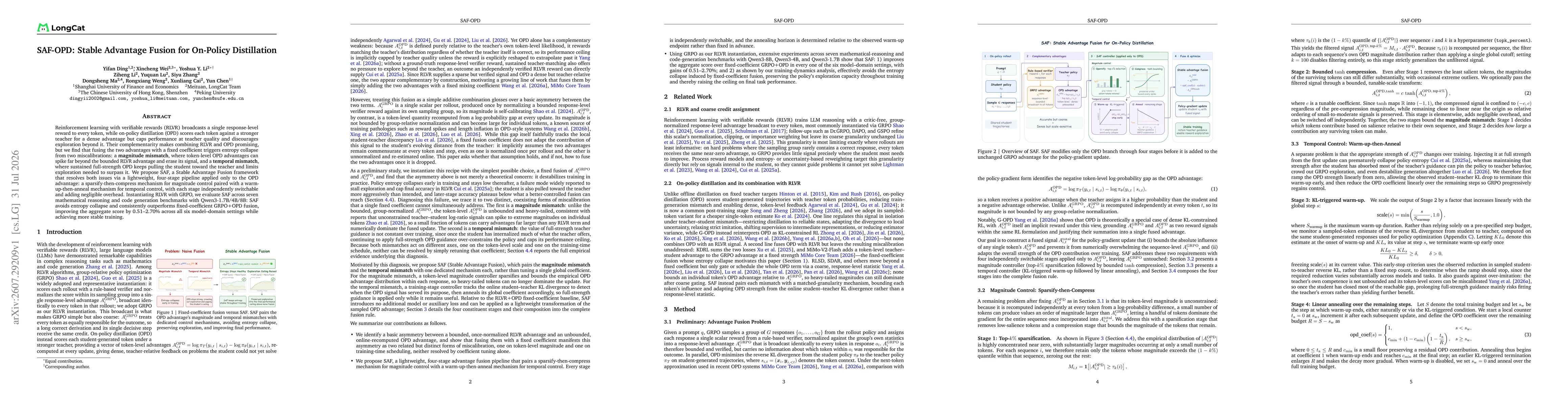 Thumbnail for SAF-OPD: Stable Advantage Fusion for On-Policy Distillation