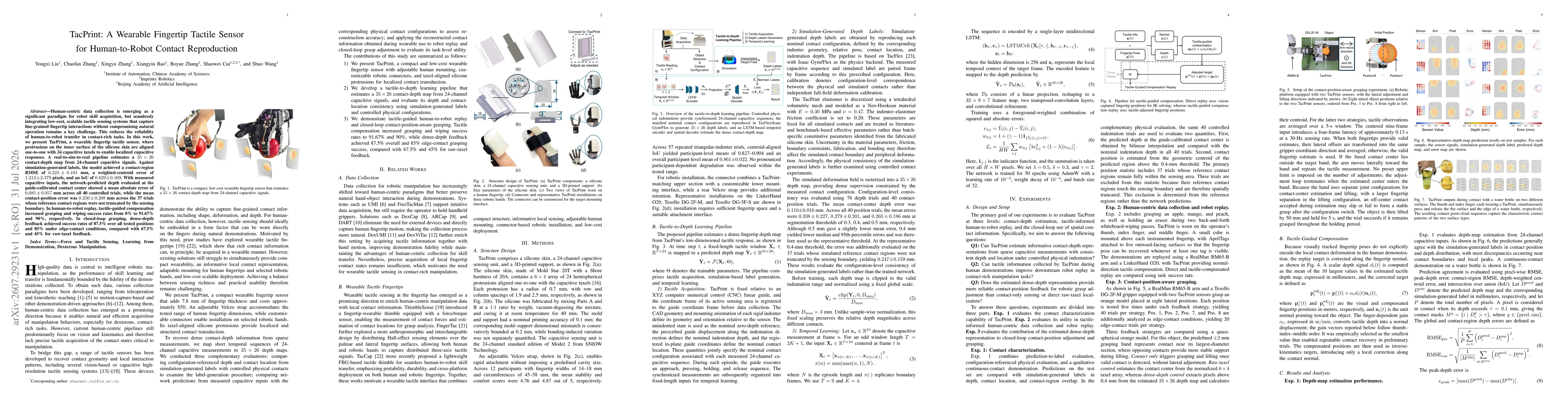 Thumbnail for TacPrint: A Wearable Fingertip Tactile Sensor for Human-to-Robot Contact Reproduction
