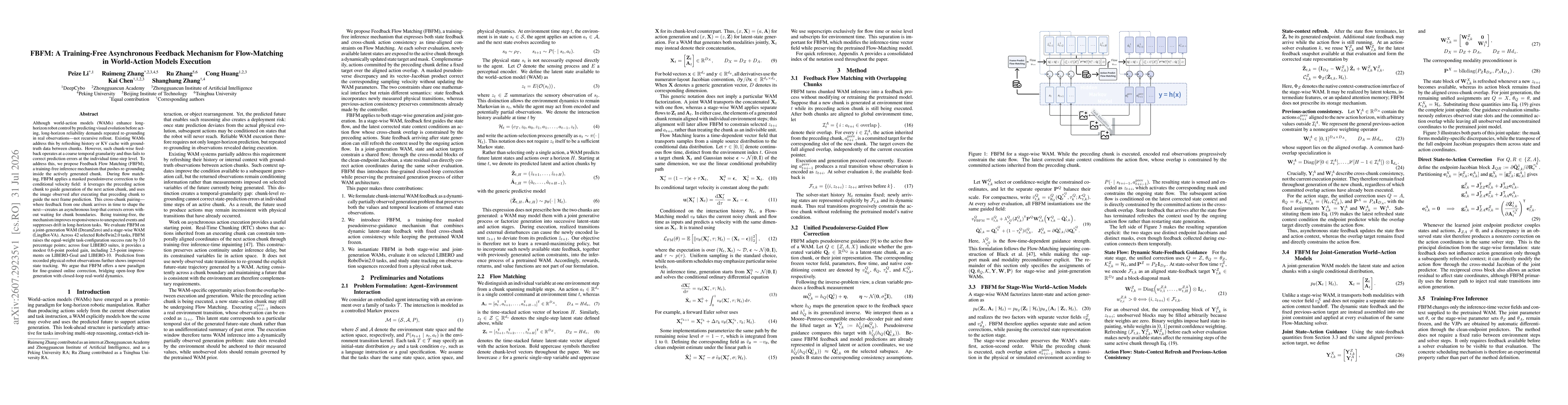 Thumbnail for FBFM: A Training-Free Asynchronous Feedback Mechanism for Flow-Matching in World-Action Models Execution