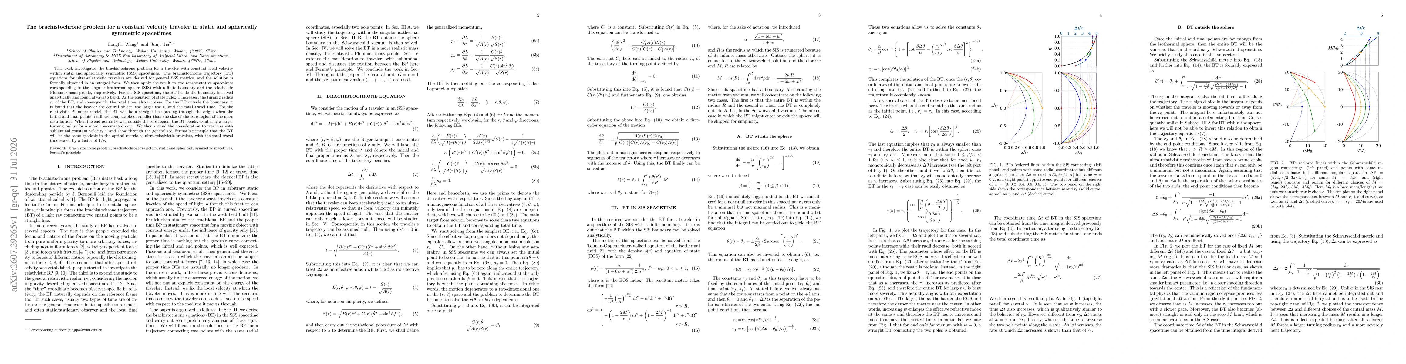 Thumbnail for The brachistochrone problem for a constant velocity traveler in static and spherically symmetric spacetimes