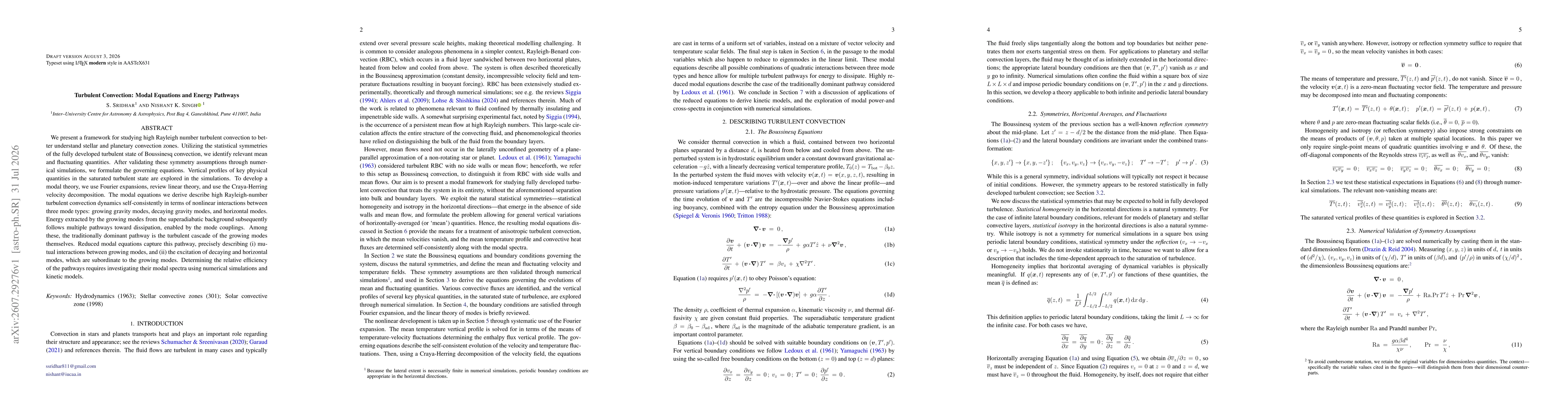 Thumbnail for Turbulent Convection: Modal Equations and Energy Pathways