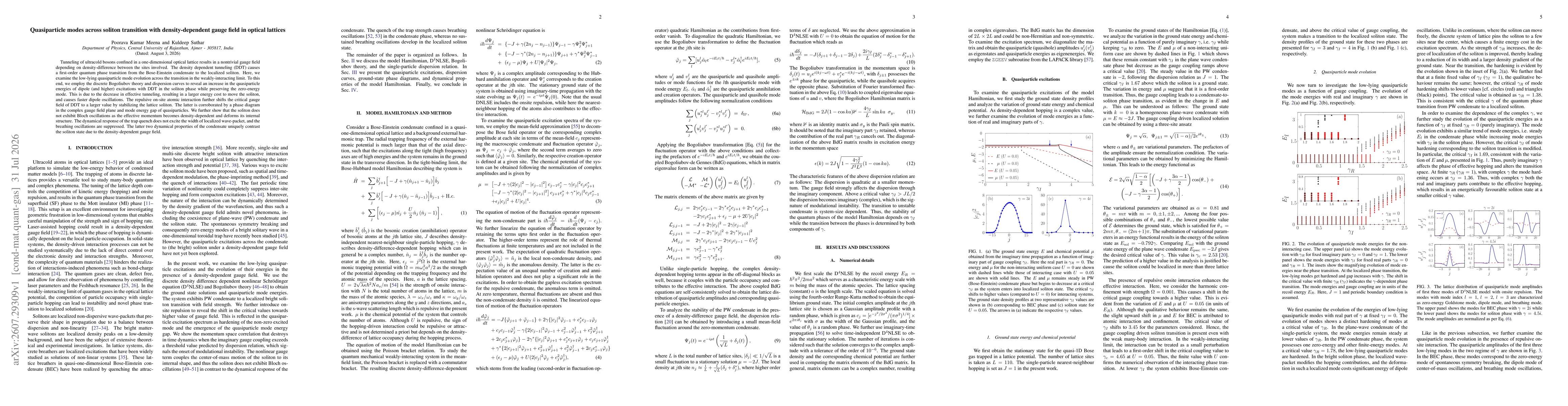 Thumbnail for Quasiparticle modes across soliton transition with density-dependent gauge field in optical lattices
