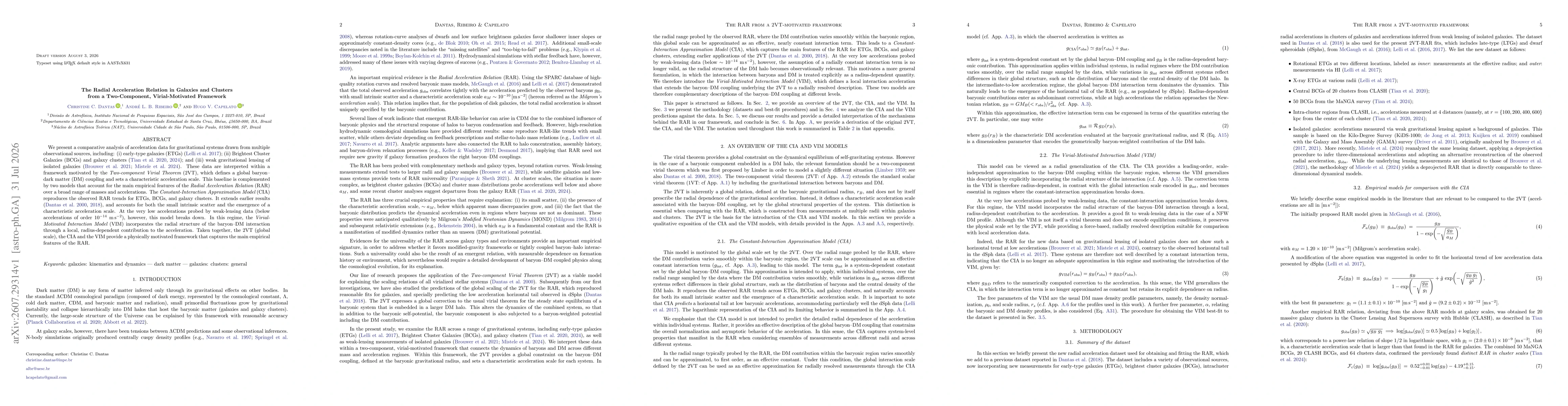 Thumbnail for The Radial Acceleration Relation in Galaxies and Clusters from a Two-Component, Virial-Motivated Framework