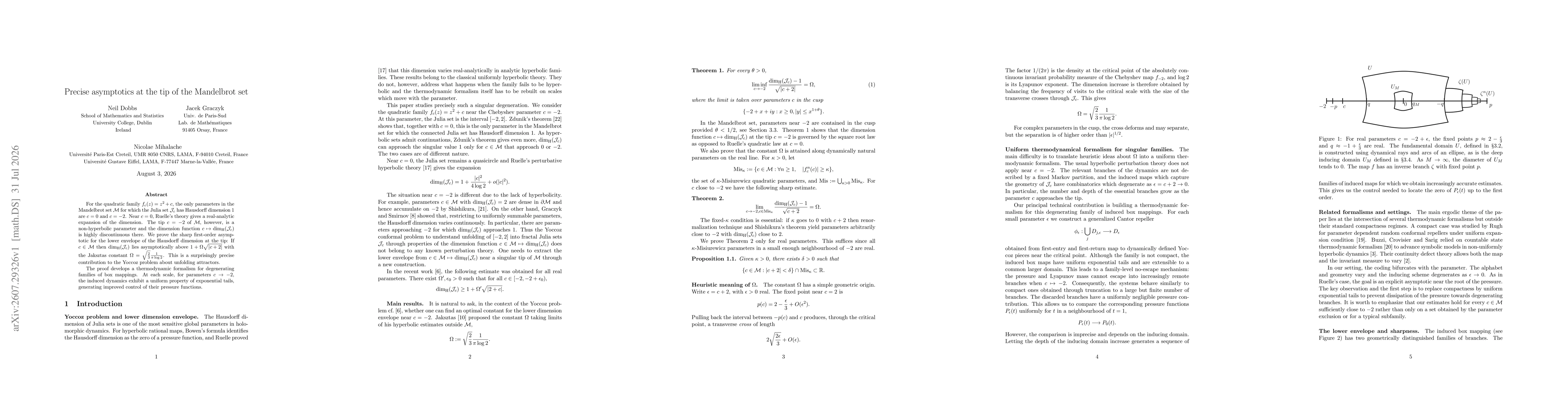 Thumbnail for Precise asymptotics at the tip of the Mandelbrot set