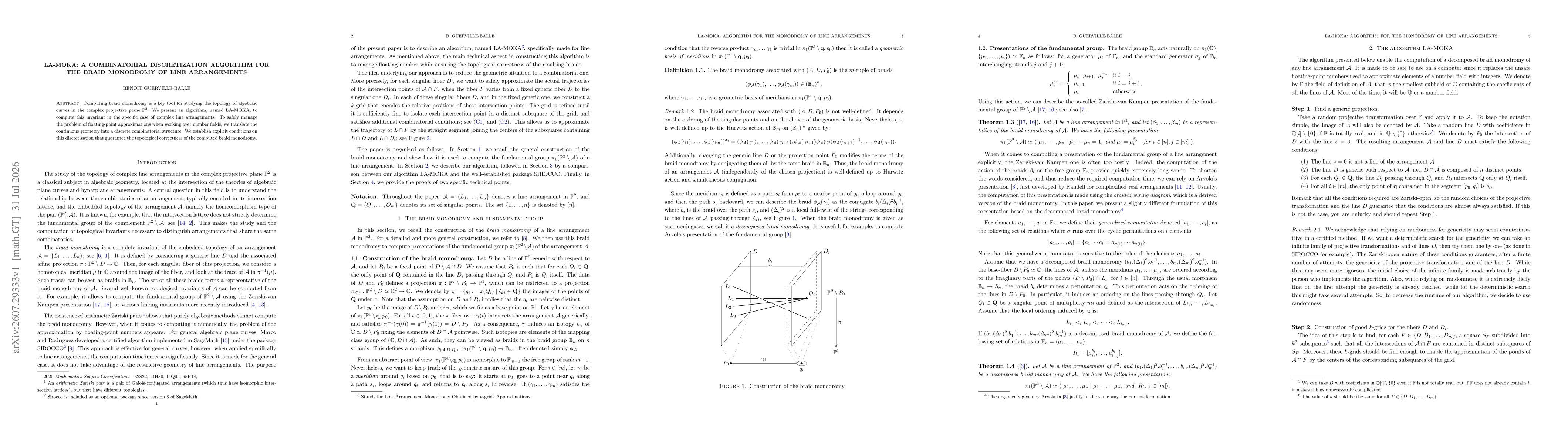 Thumbnail for LA-MOKA: A Combinatorial Discretization Algorithm for the Braid Monodromy of Line Arrangements