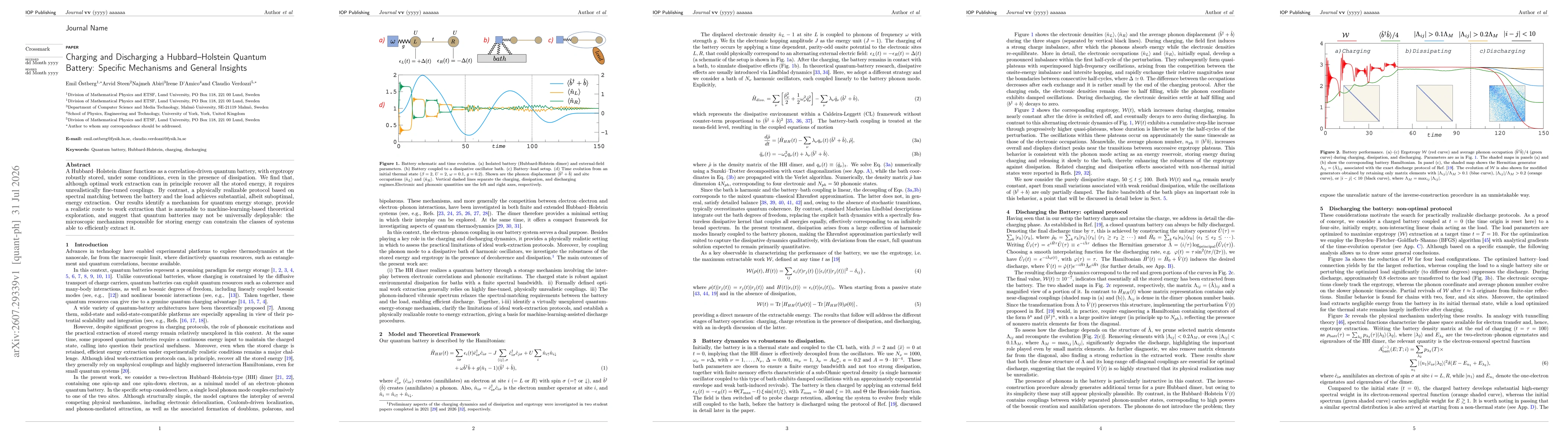 Thumbnail for Charging and Discharging a Hubbard-Holstein Quantum Battery: Specific Mechanisms and General Insights