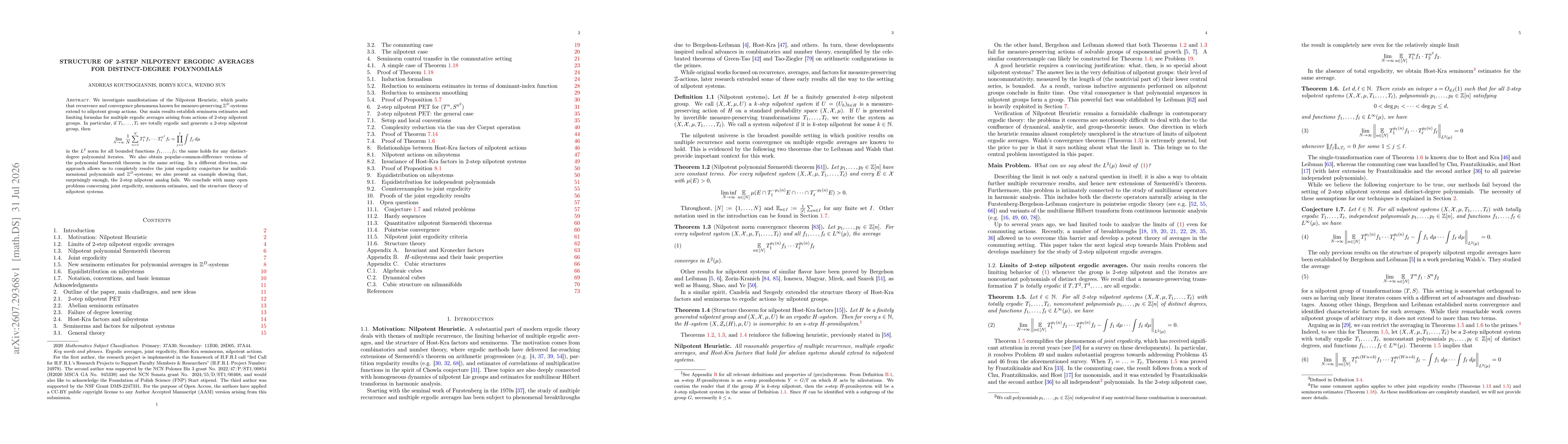 Thumbnail for Structure of 2-step nilpotent ergodic averages for distinct-degree polynomials