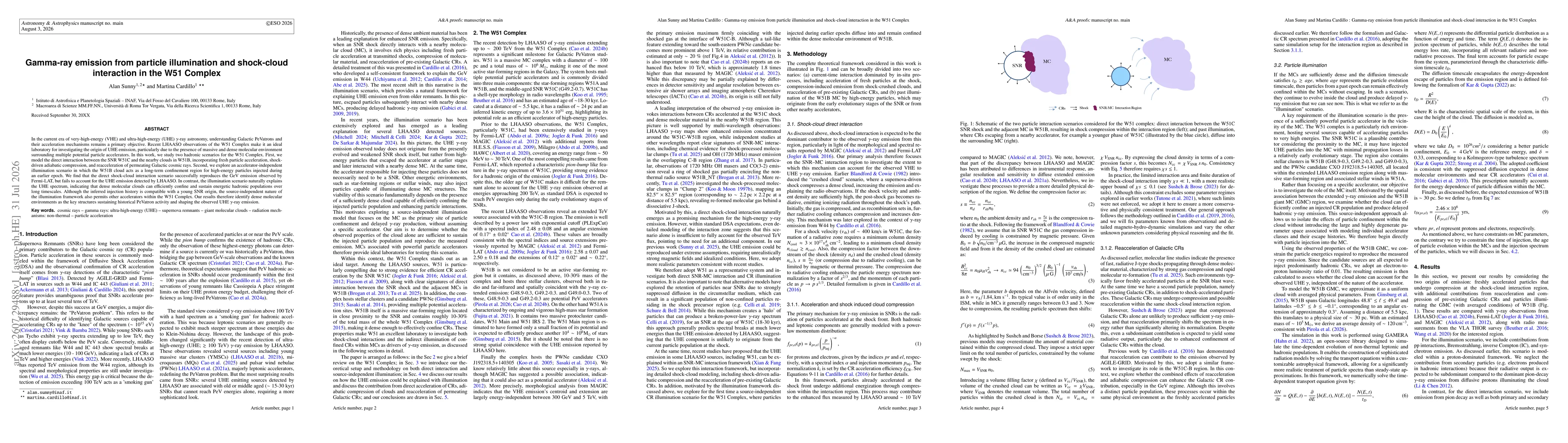 Thumbnail for Gamma-ray emission from particle illumination and shock-cloud interaction in the W51 Complex