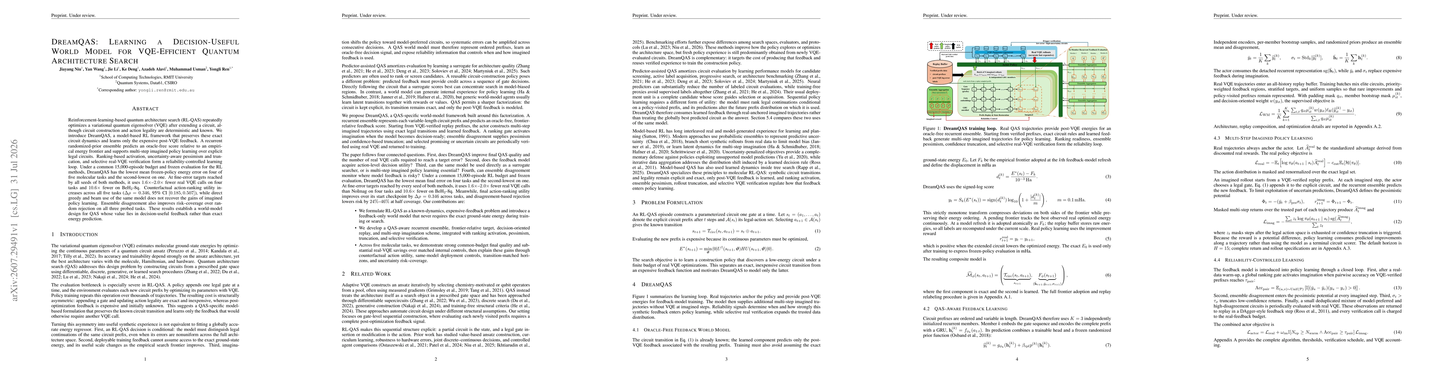 Thumbnail for DreamQAS: Learning a Decision-Useful World Model for VQE-Efficient Quantum Architecture Search