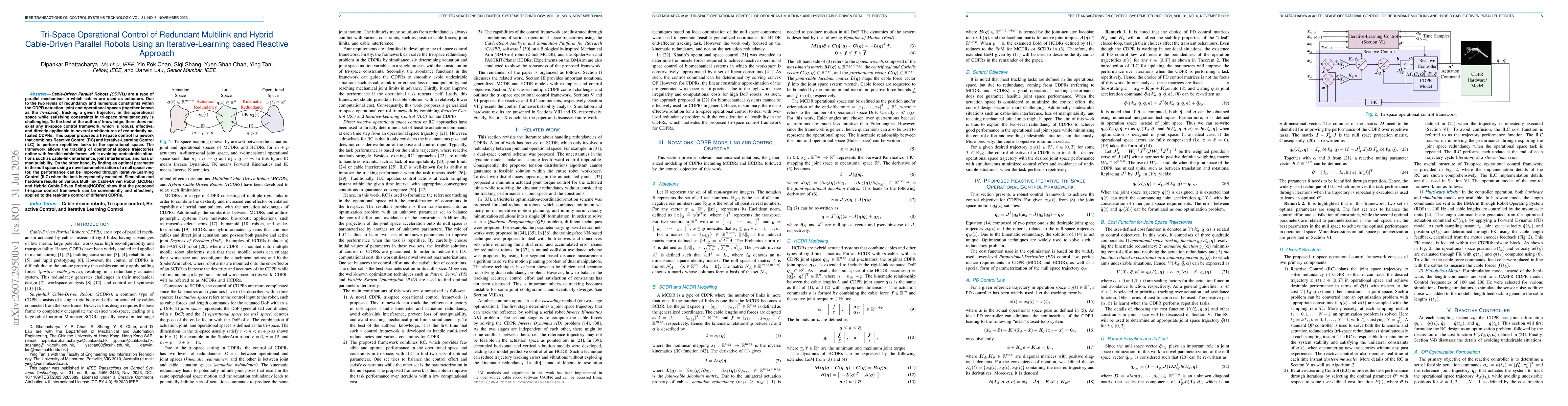 Thumbnail for Tri-Space Operational Control of Redundant Multilink and Hybrid Cable-Driven Parallel Robots Using an Iterative-Learning based Reactive Approach