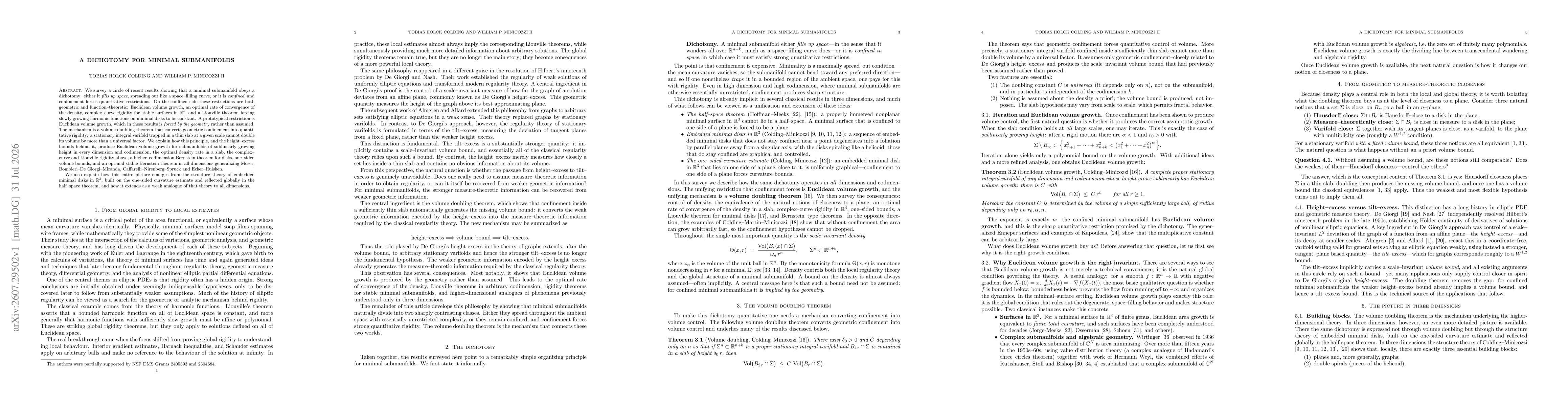 Thumbnail for A dichotomy for minimal submanifolds