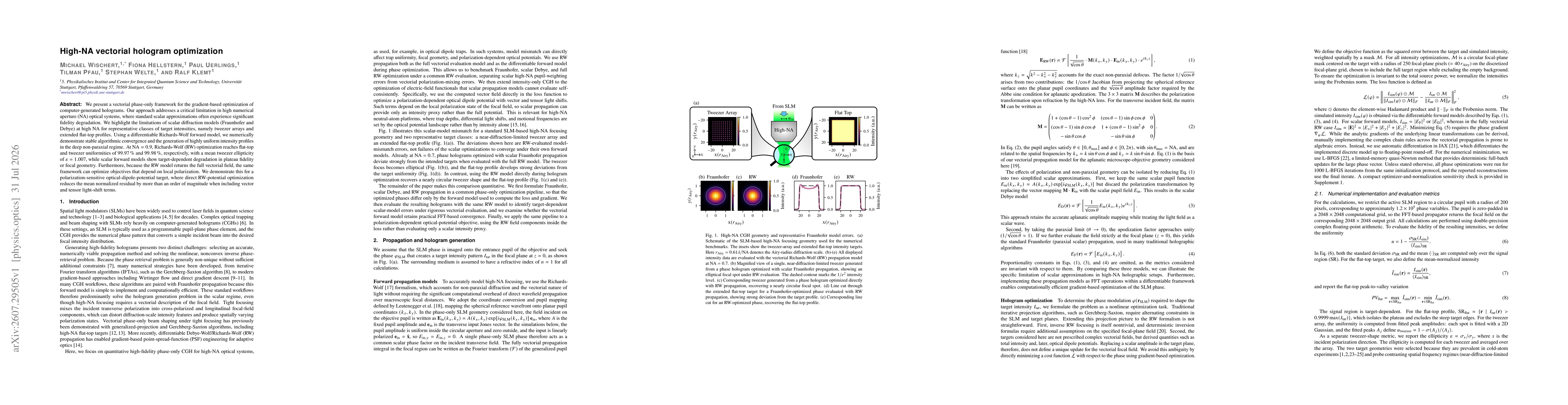 Thumbnail for High-NA vectorial hologram optimization