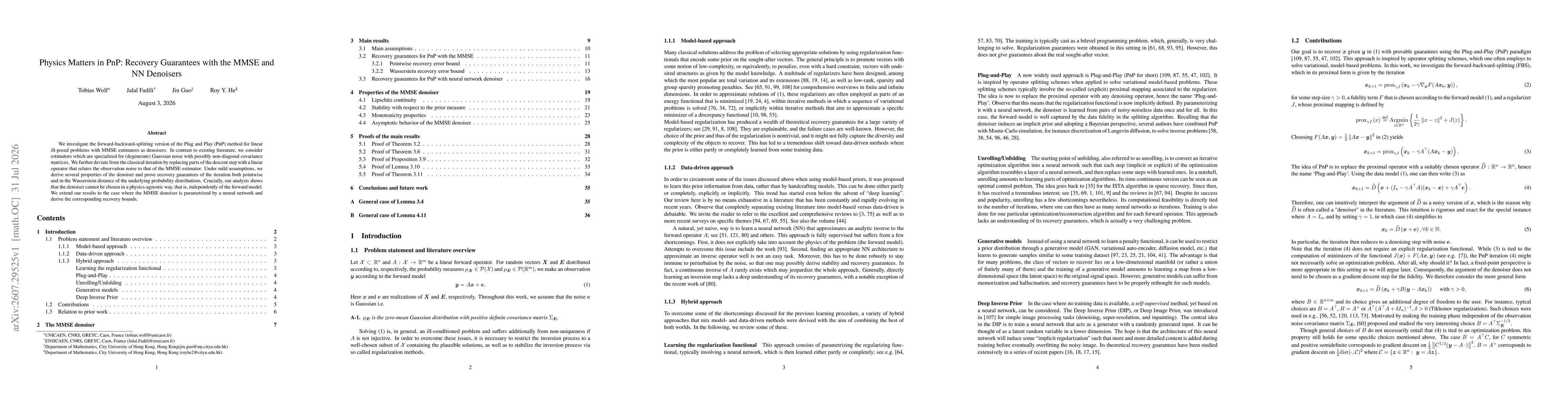 Thumbnail for Physics Matters in PnP: Recovery Guarantees with the MMSE and NN Denoisers