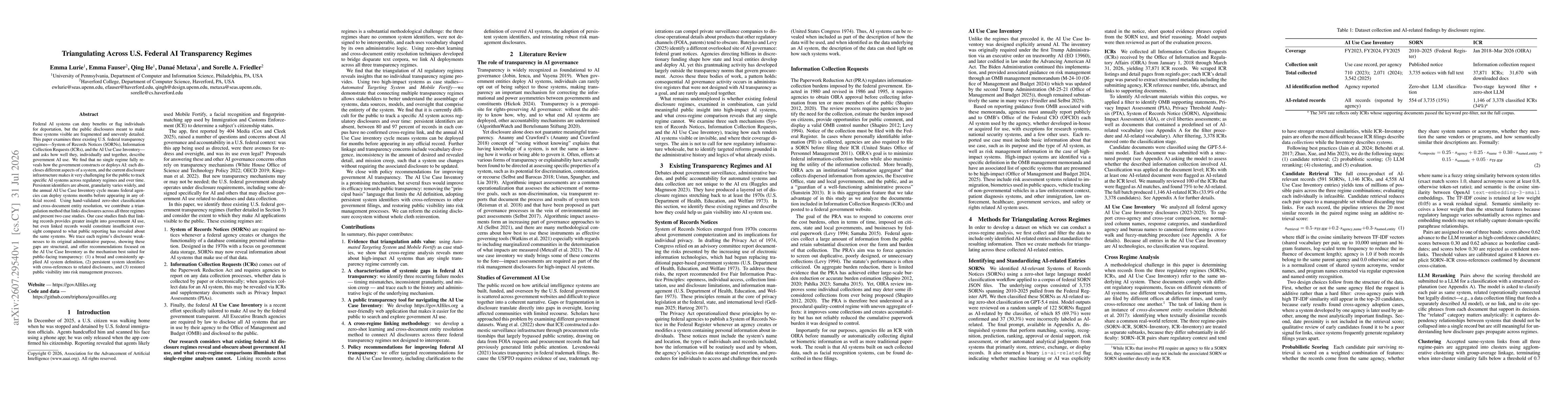 Thumbnail for Triangulating Across U.S. Federal AI Transparency Regimes