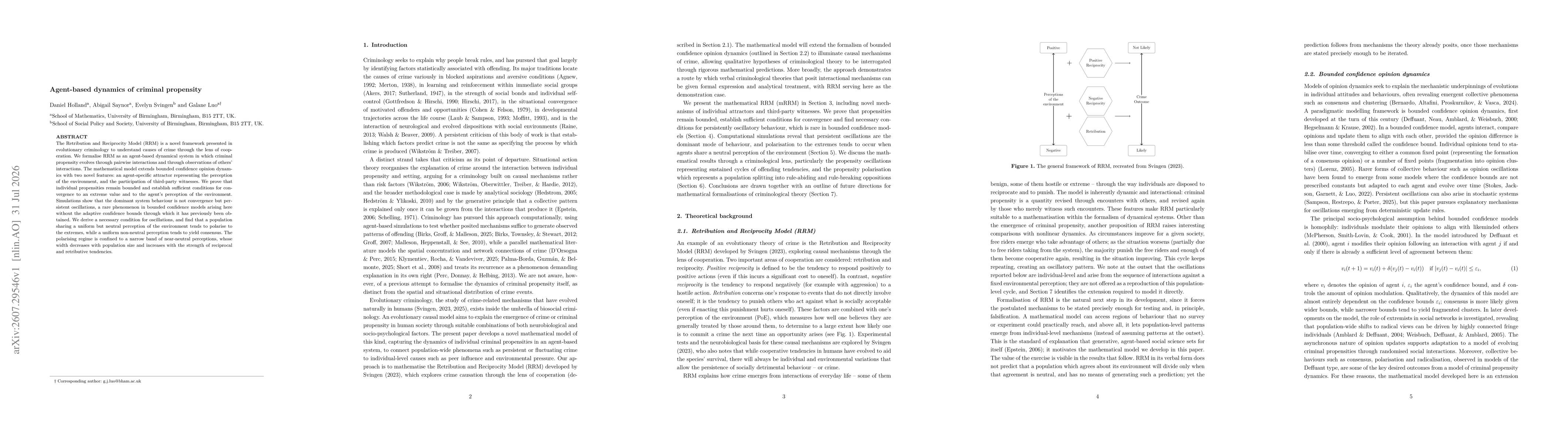Thumbnail for Agent-based dynamics of criminal propensity