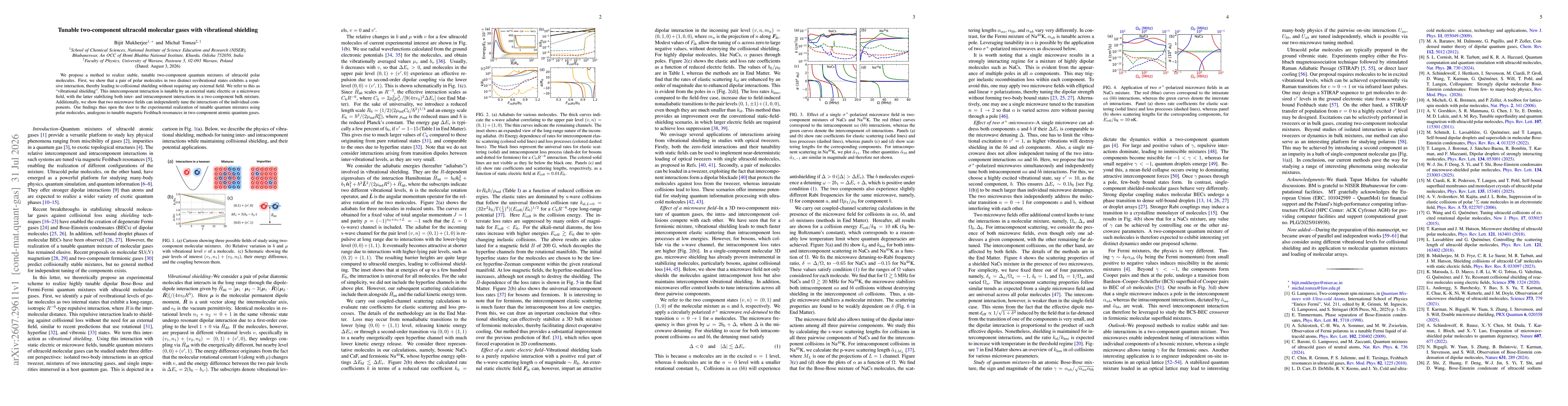 Thumbnail for Tunable two-component ultracold molecular gases with vibrational shielding