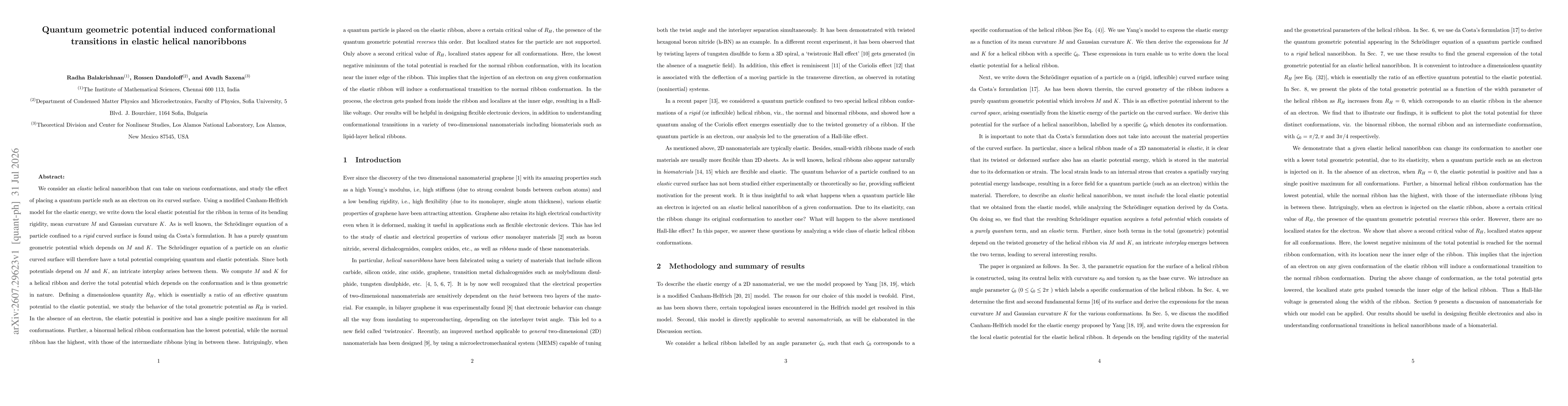 Thumbnail for Quantum geometric potential induced conformational transitions in elastic helical nanoribbons