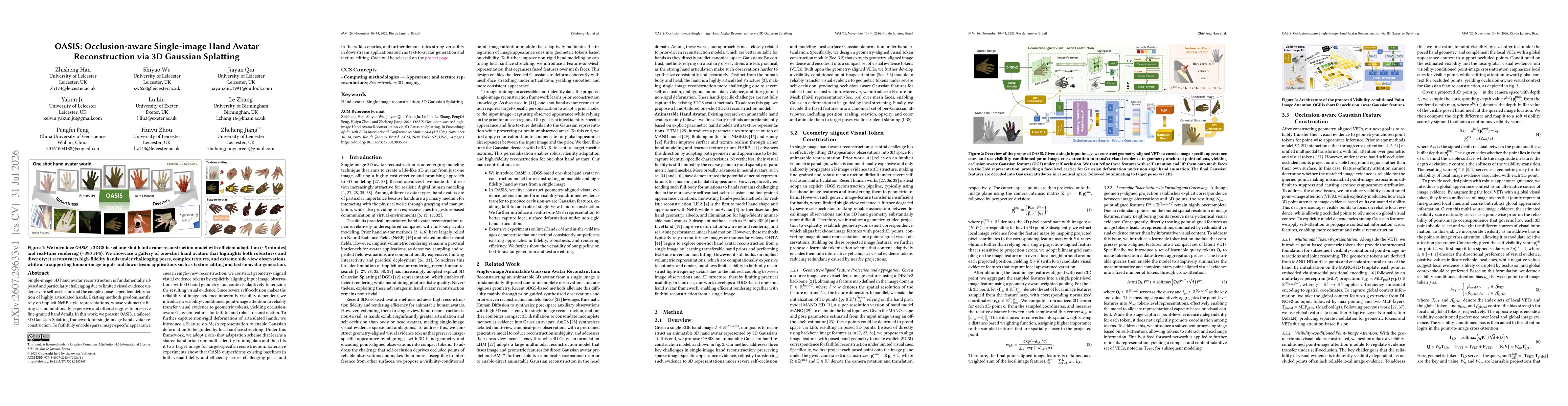 Thumbnail for OASIS: Occlusion-aware Single-image Hand Avatar Reconstruction via 3D Gaussian Splatting