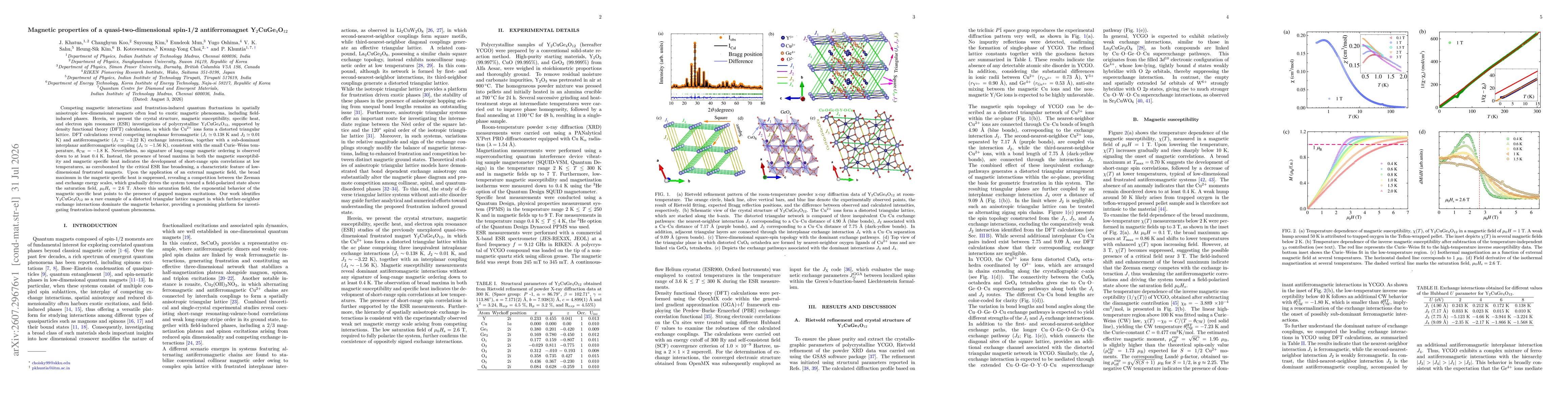 Thumbnail for Magnetic properties of a quasi-two-dimensional spin-1/2 antiferromagnet Y2CuGe4O12