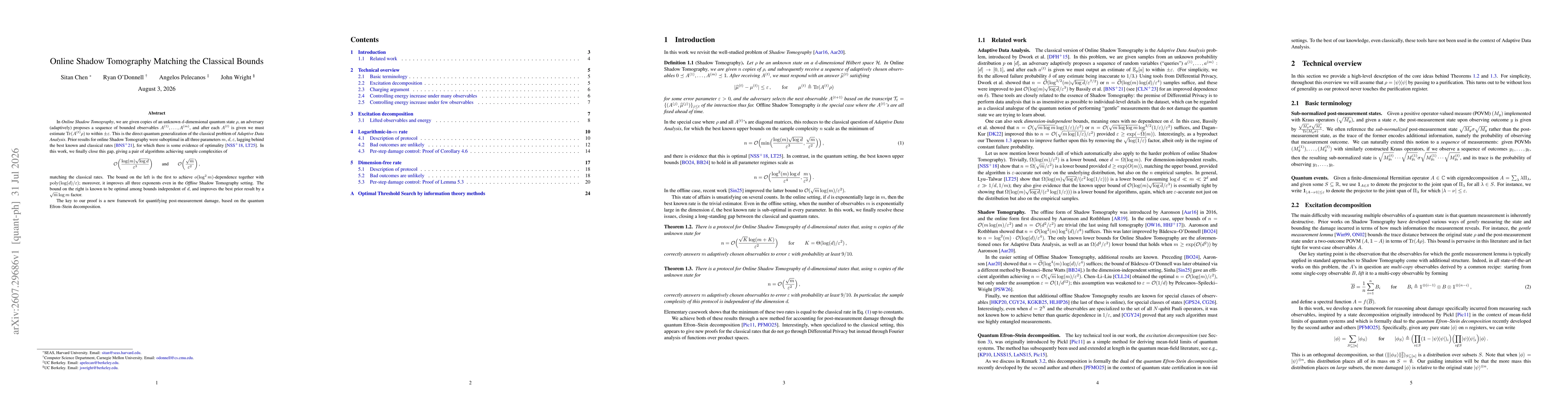 Thumbnail for Online Shadow Tomography Matching the Classical Bounds