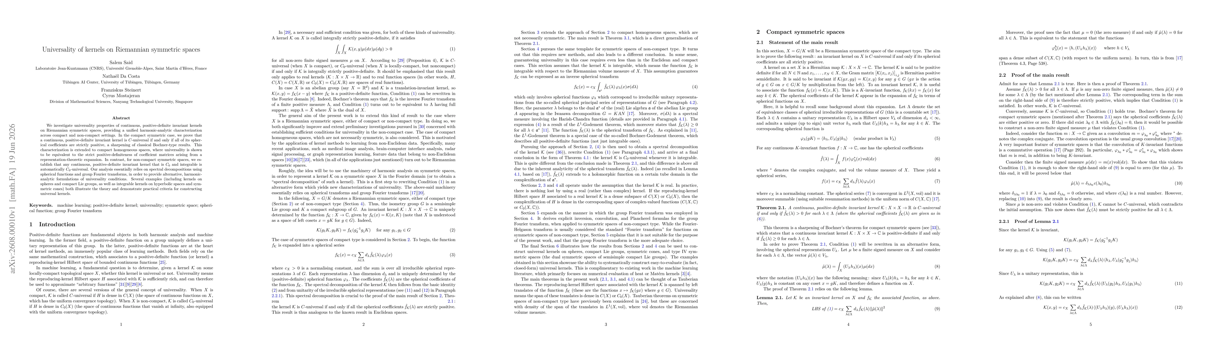 Thumbnail for Universality of kernels on Riemannian symmetric spaces
