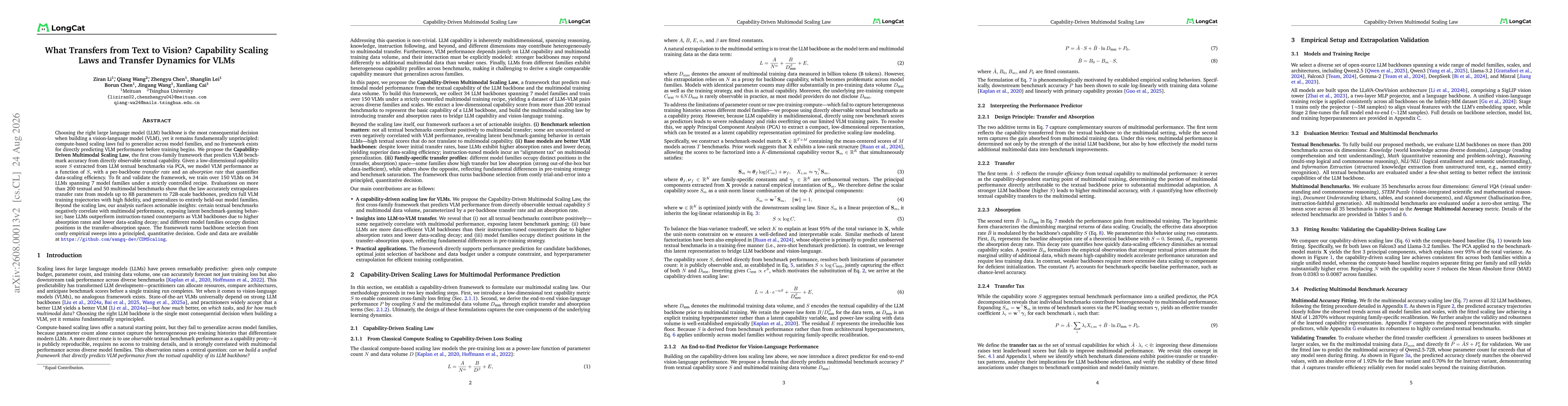 Thumbnail for What Transfers from Text to Vision? Capability Scaling Laws and Transfer Dynamics for VLMs