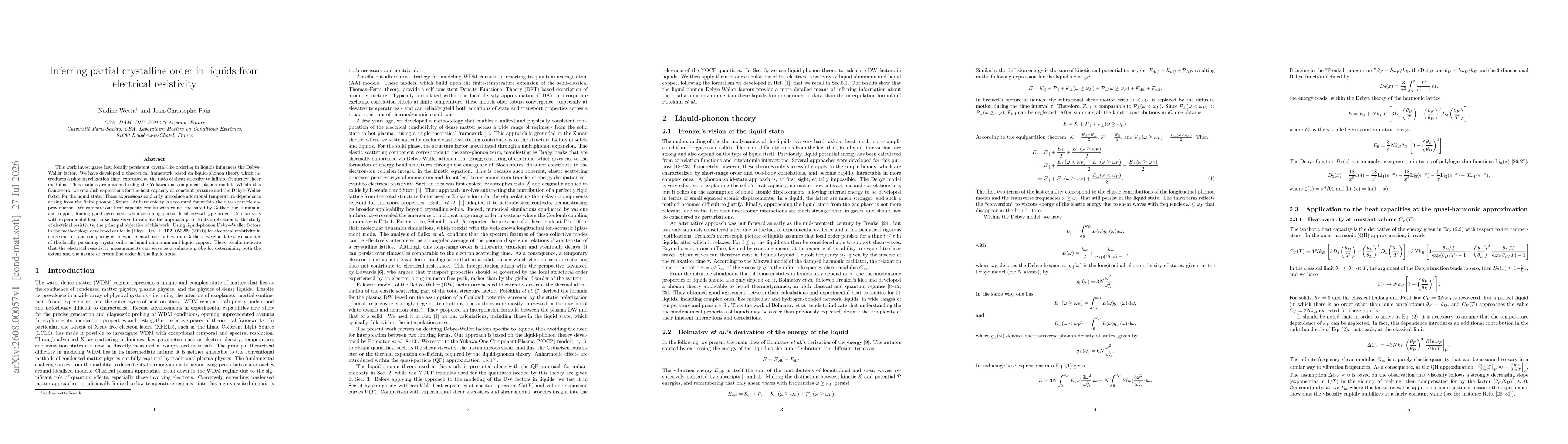 Thumbnail for Inferring partial crystalline order in liquids from electrical resistivity