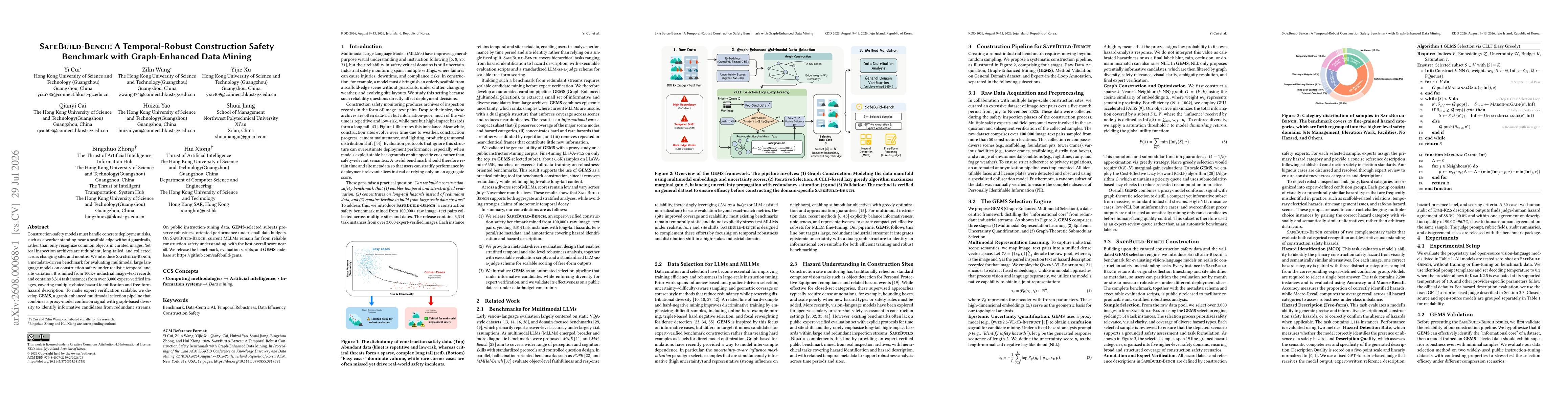 Thumbnail for SafeBuild-Bench: A Temporal-Robust Construction Safety Benchmark with Graph-Enhanced Data Mining