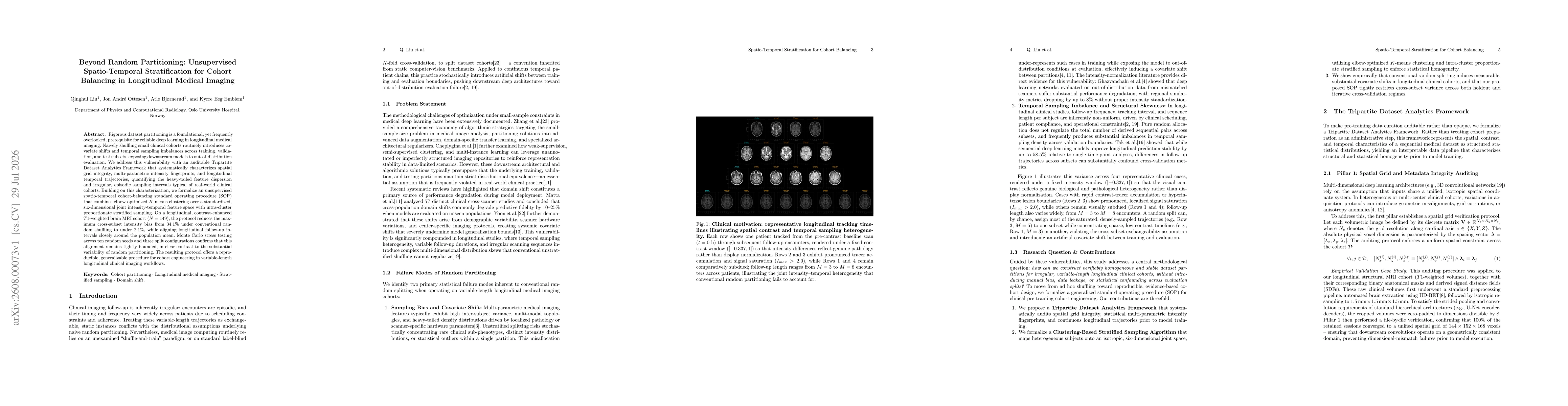 Thumbnail for Beyond Random Partitioning: Unsupervised Spatio-Temporal Stratification for Cohort Balancing in Longitudinal Medical Imaging