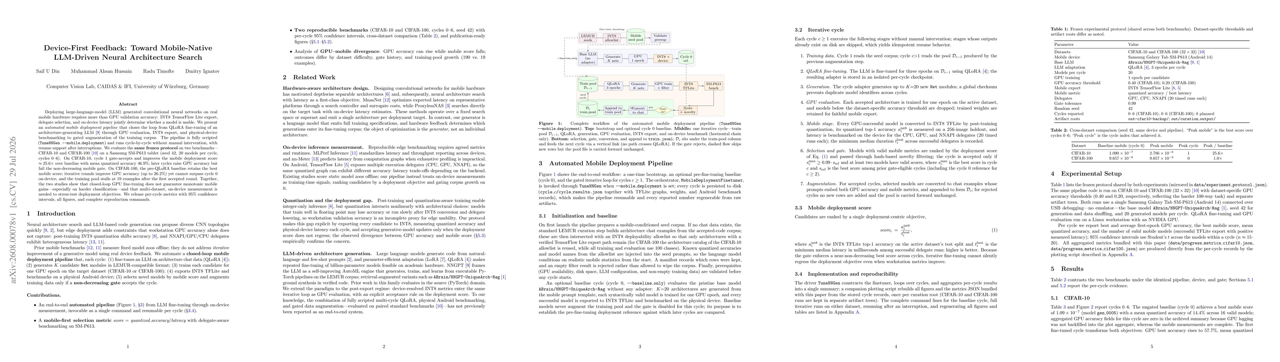 Thumbnail for Device-First Feedback: Toward Mobile-Native LLM-Driven Neural Architecture Search