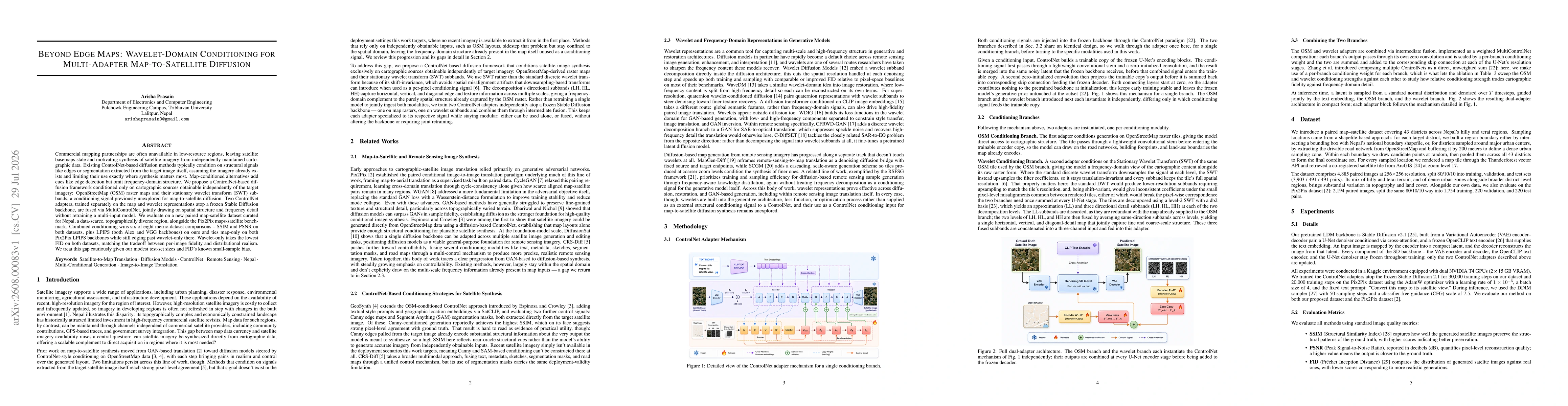 Thumbnail for Beyond Edge Maps: Wavelet-Domain Conditioning for Multi-Adapter Map-to-Satellite Diffusion