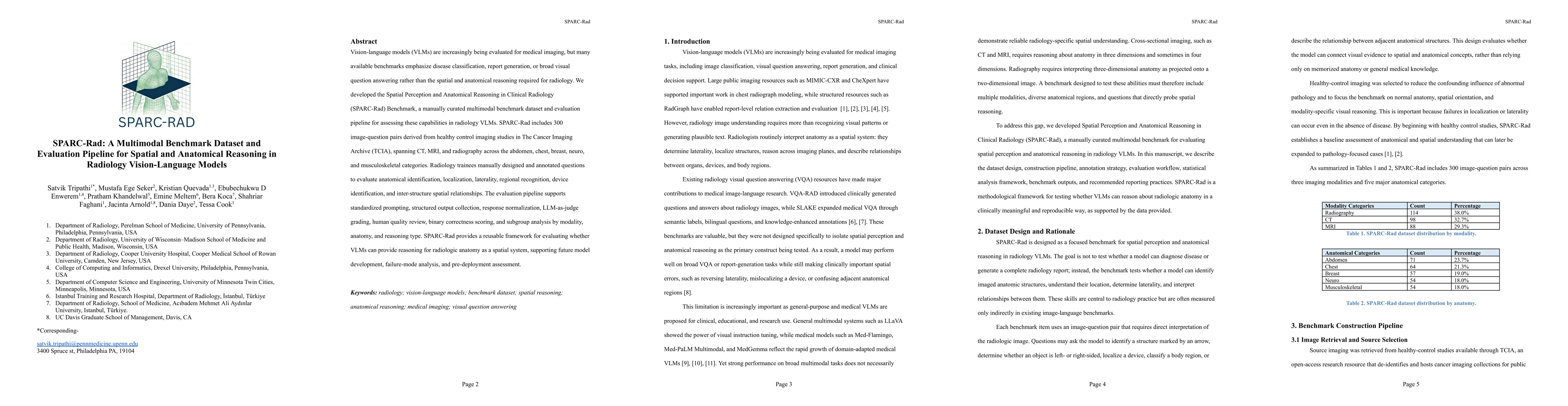 Thumbnail for SPARC-Rad: A Multimodal Benchmark Dataset and Evaluation Pipeline for Spatial and Anatomical Reasoning in Radiology Vision-Language Models