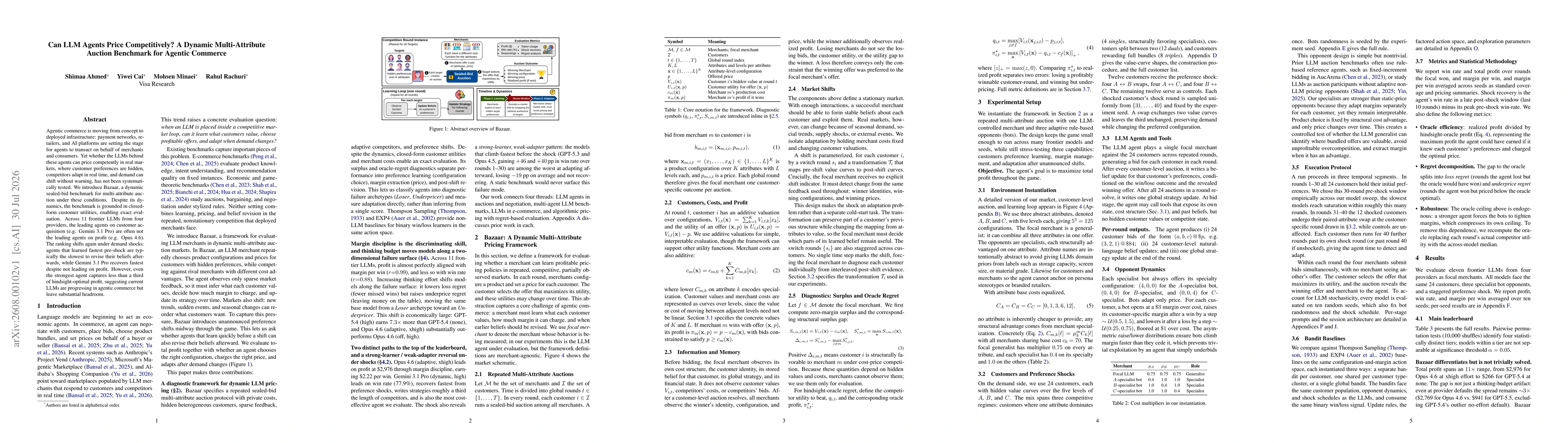 Thumbnail for Can LLM Agents Price Competitively? A Dynamic Multi-Attribute Auction Benchmark for Agentic Commerce