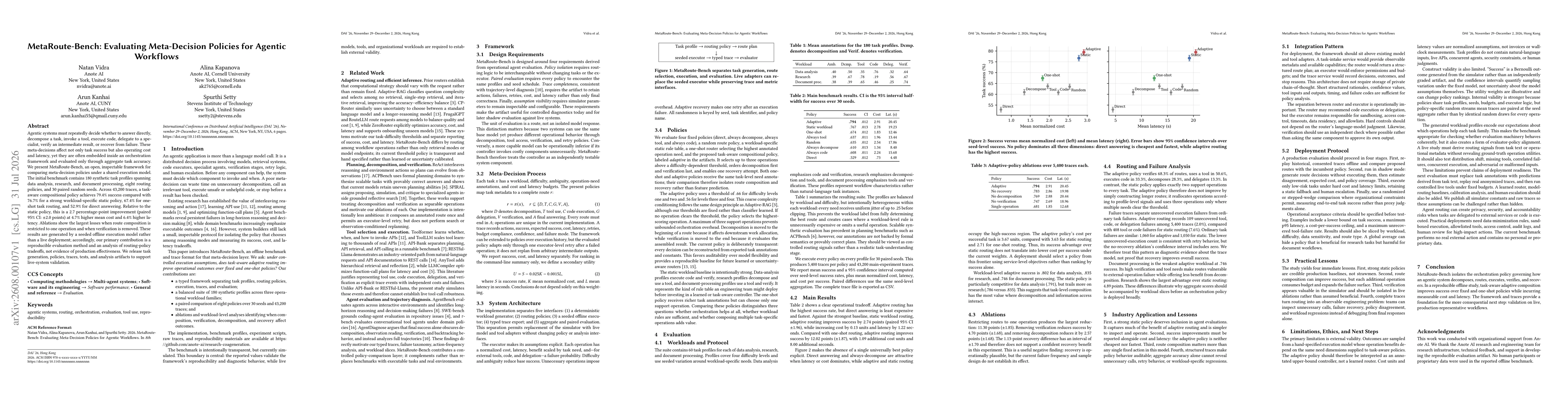 Thumbnail for MetaRoute-Bench: Evaluating Meta-Decision Policies for Agentic Workflow Routing