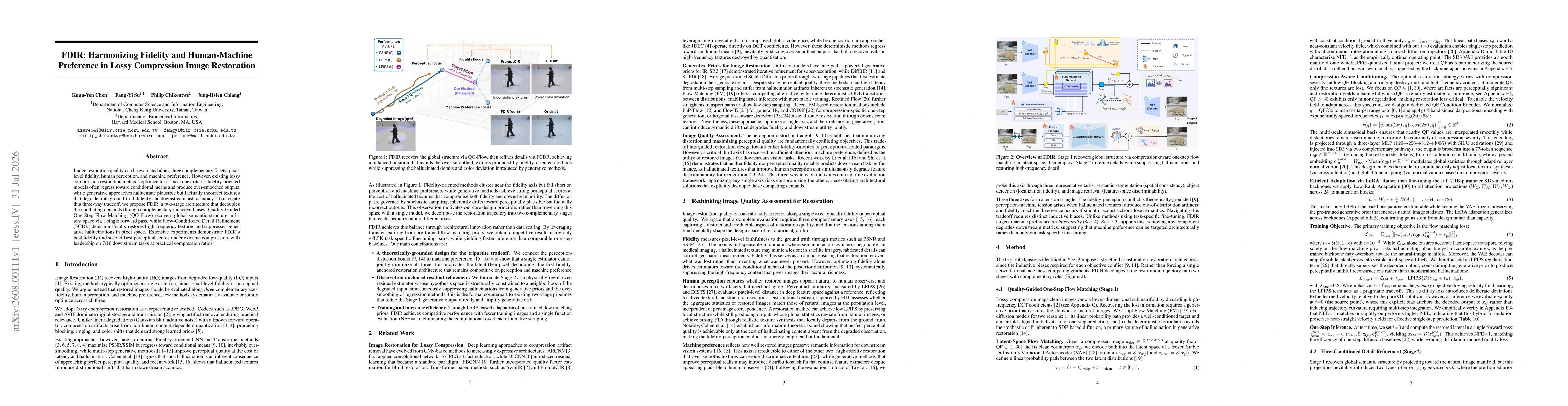 Thumbnail for FDIR: Harmonizing Fidelity and Human-Machine Preference in Lossy Compression Image Restoration