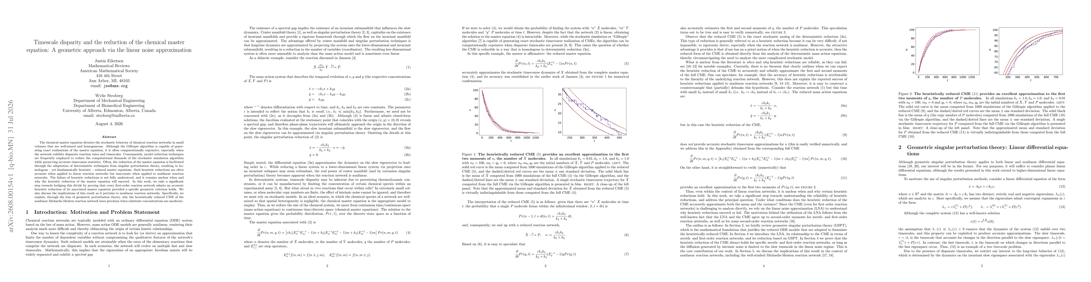 Thumbnail for Timescale disparity and the reduction of the chemical master equation: A geometric approach via the linear noise approximation
