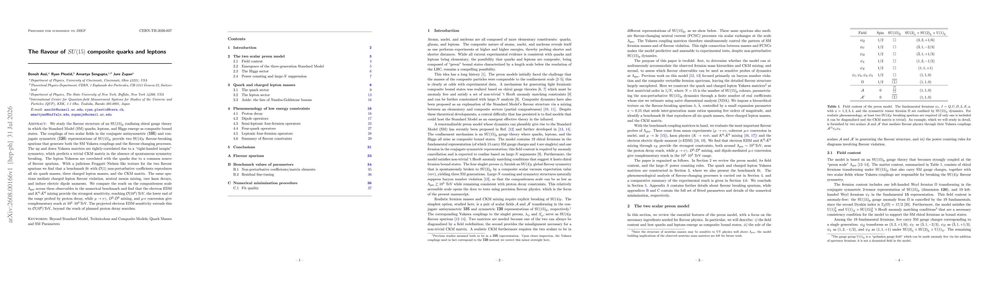 Thumbnail for The flavour of SU(15) composite quarks and leptons