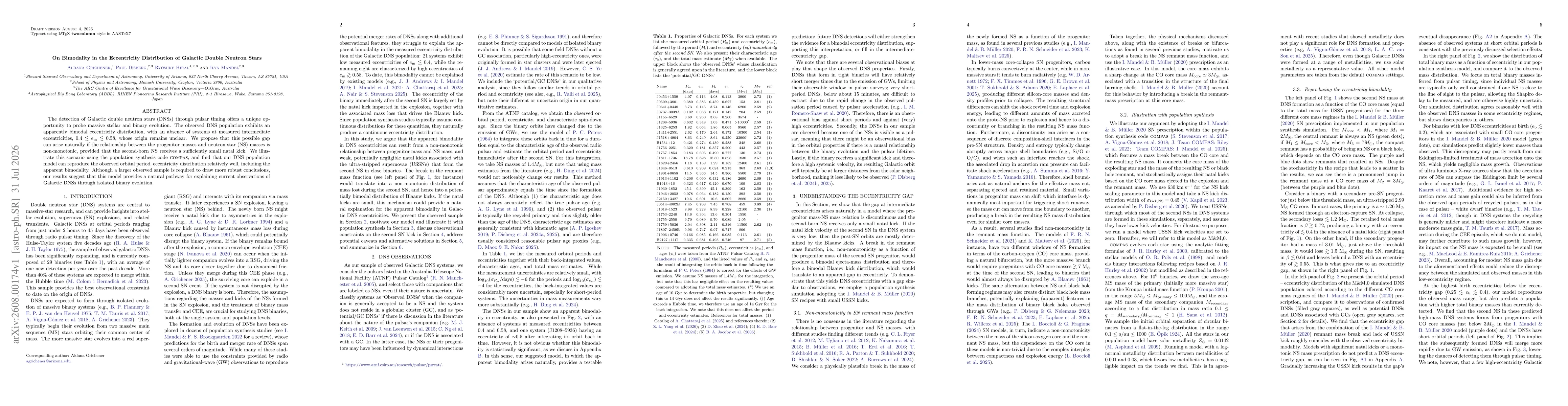 Thumbnail for On Bimodality in the Eccentricity Distribution of Galactic Double Neutron Stars