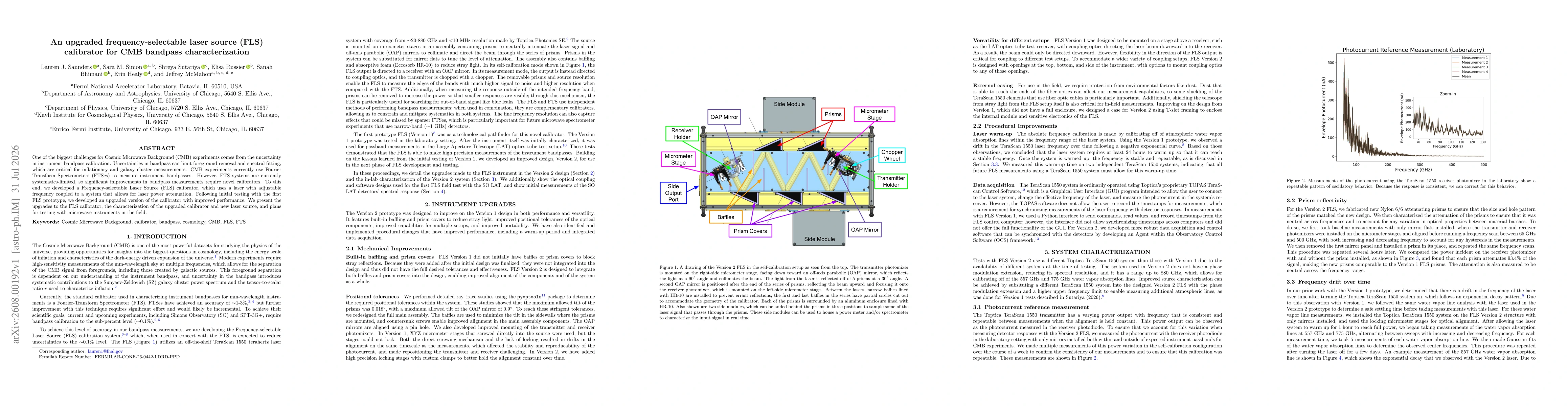 Thumbnail for An upgraded frequency-selectable laser source (FLS) calibrator for CMB bandpass characterization