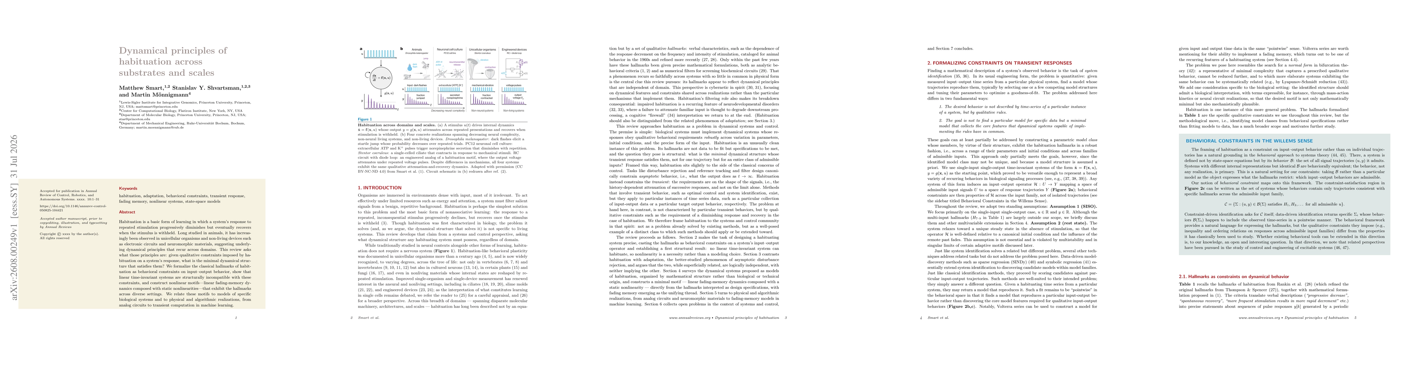 Thumbnail for Dynamical principles of habituation across substrates and scales