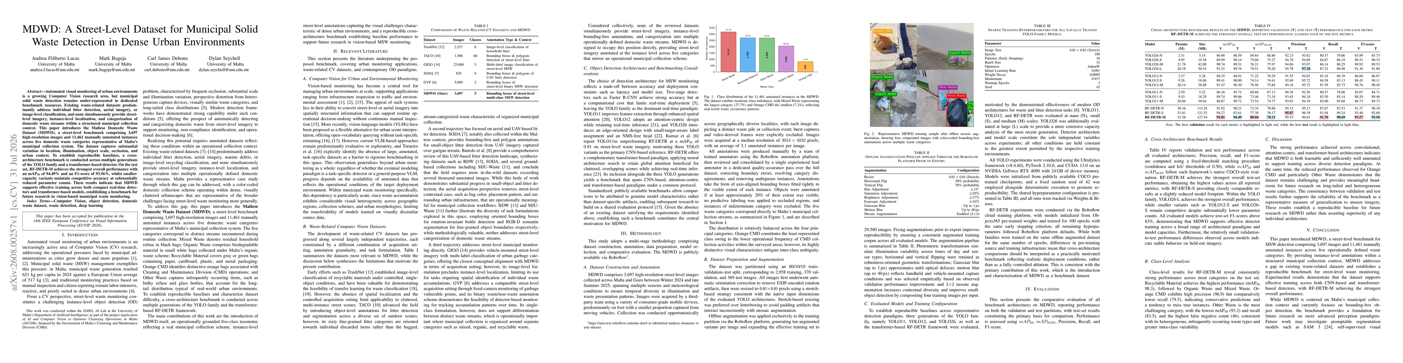 Thumbnail for MDWD: A Street-Level Dataset for Municipal Solid Waste Detection in Dense Urban Environments