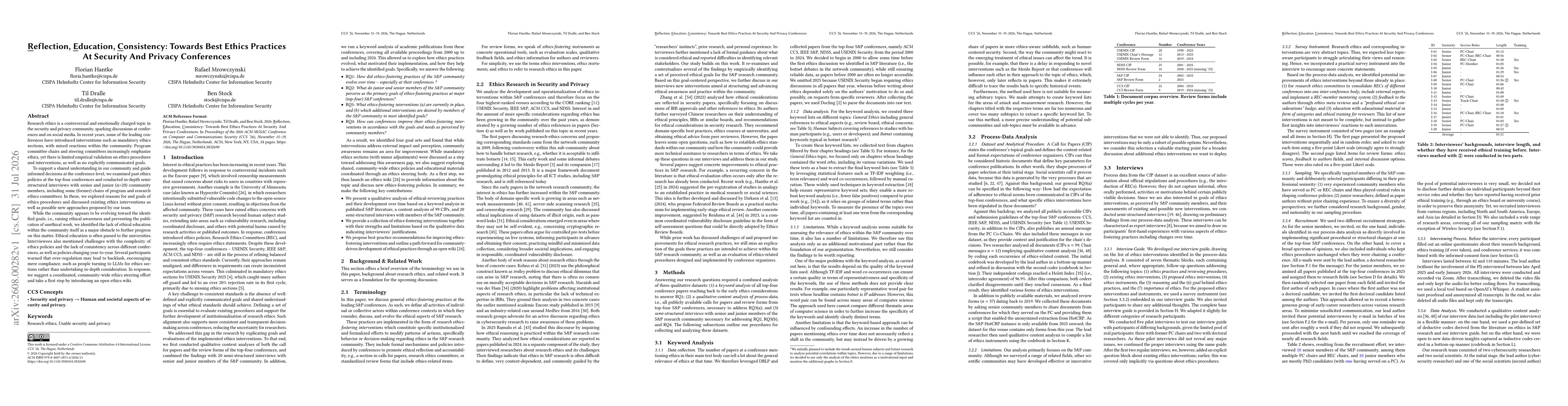 Thumbnail for Reflection, Education, Consistency: Towards Best Ethics Practices At Security And Privacy Conferences