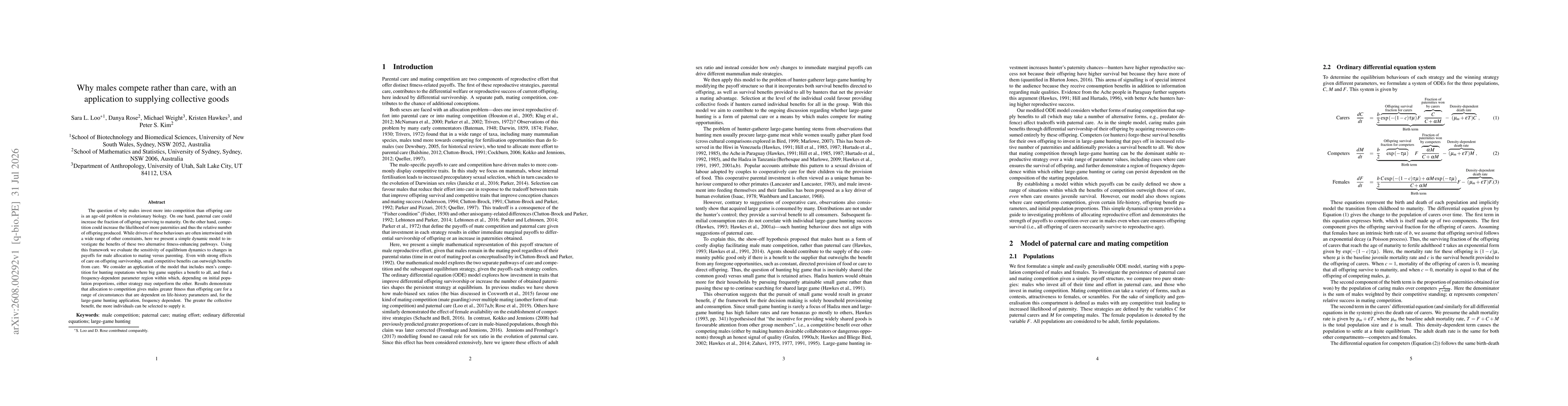 Thumbnail for Why males compete rather than care, with an application to supplying collective goods