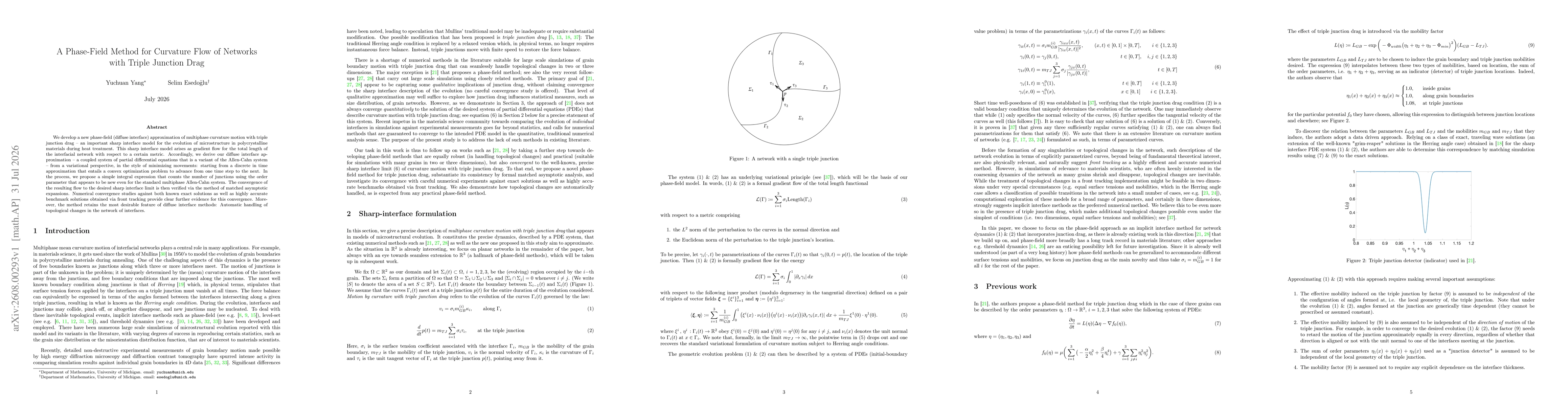 Thumbnail for A Phase-Field Method for Curvature Flow of Networks with Triple Junction Drag