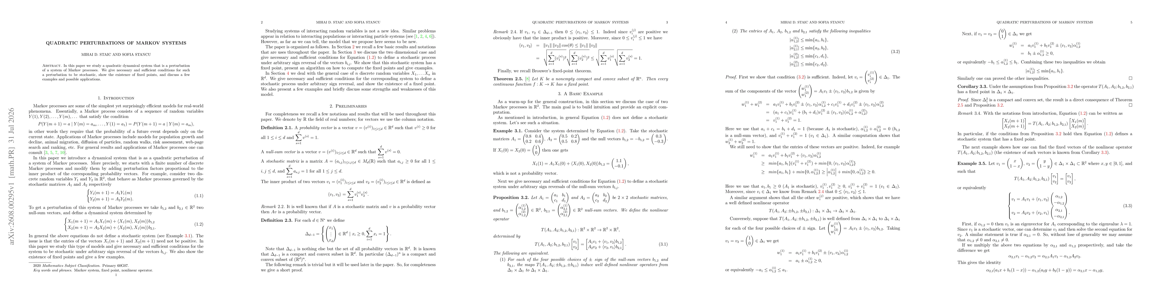 Thumbnail for Quadratic Perturbations of Markov Systems