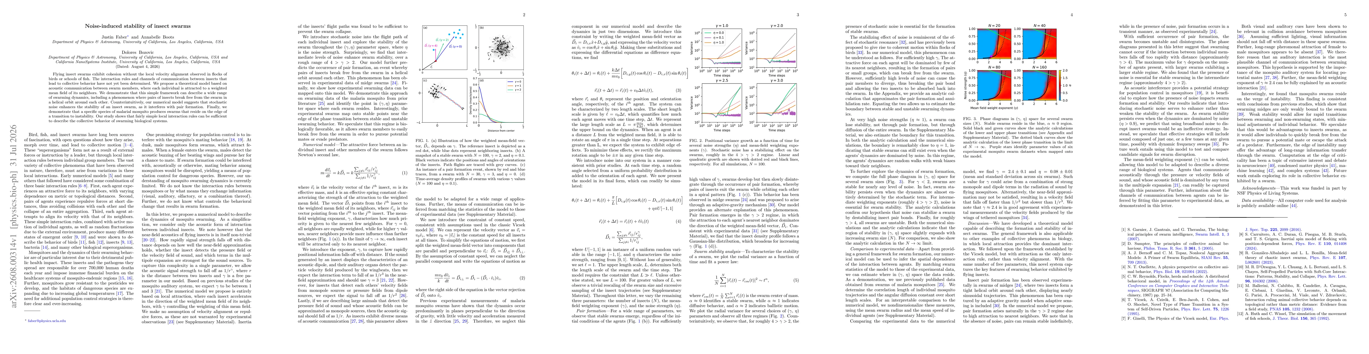 Thumbnail for Noise-induced stability of insect swarms