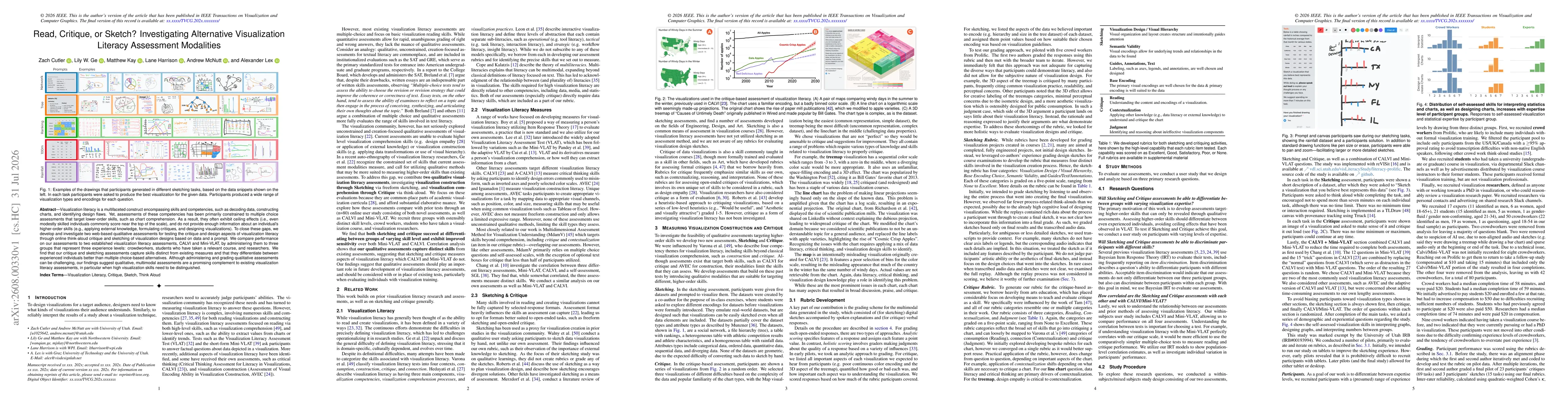 Thumbnail for Read, Critique, or Sketch? Investigating Alternative Visualization Literacy Assessment Modalities