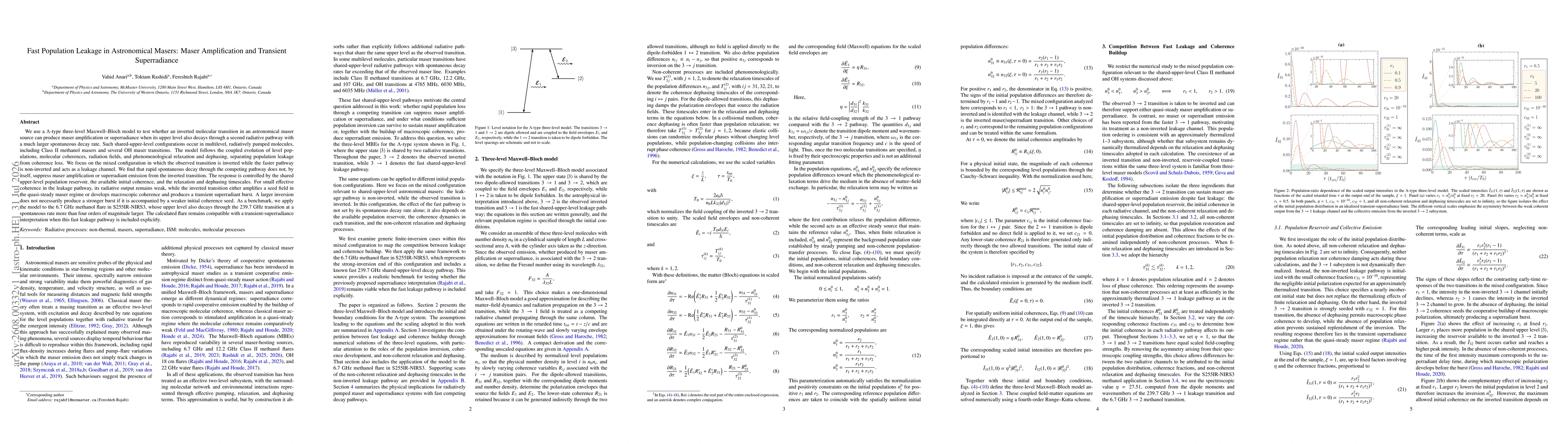 Thumbnail for Fast Population Leakage in Astronomical Masers: Maser Amplification and Transient Superradiance
