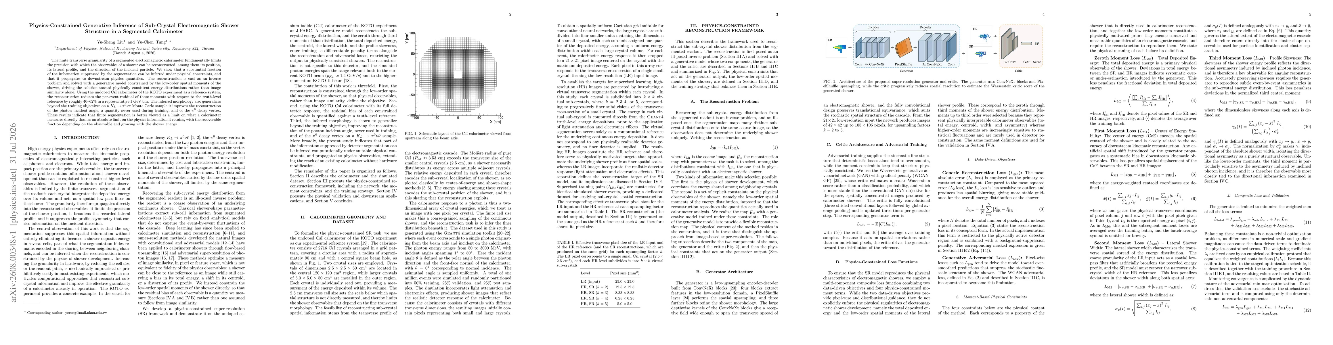 Thumbnail for Physics-Constrained Generative Inference of Sub-Crystal Electromagnetic Shower Structure in a Segmented Calorimeter