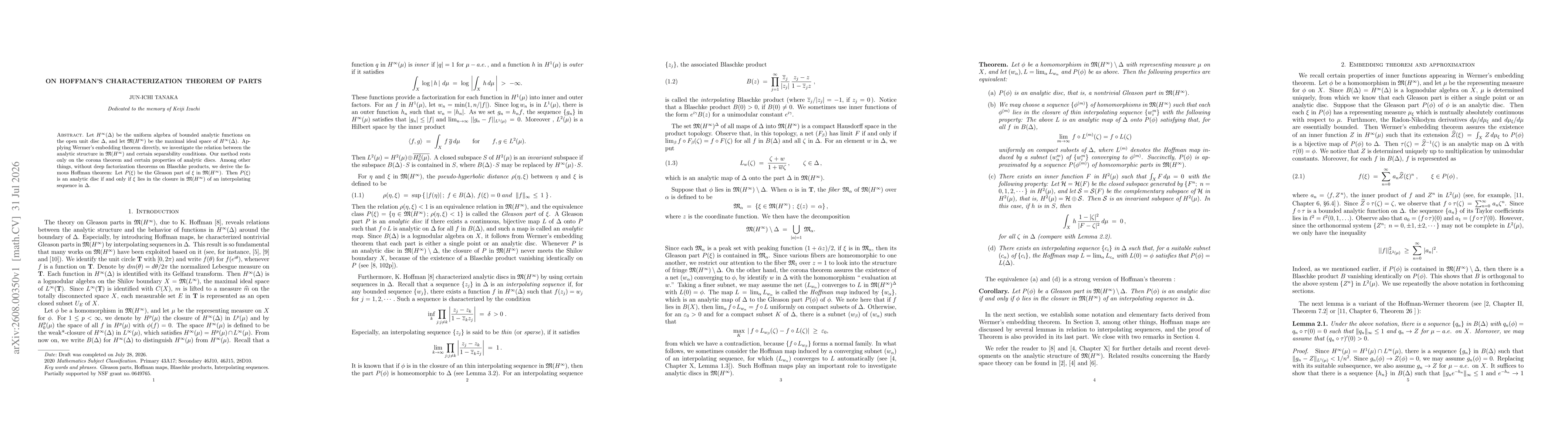 Thumbnail for On Hoffman's characterization theorem of parts